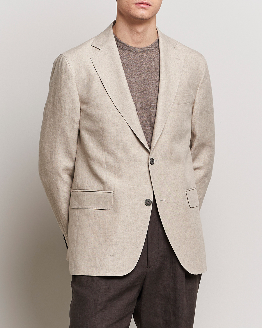 Herren | Leinensakko | Oscar Jacobson | Fogerty Linen Blazer Beige