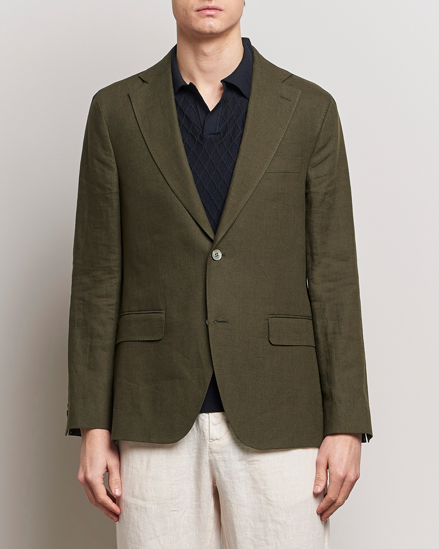 Herren | Business Casual | Oscar Jacobson | Fogerty Linen Blazer Olive