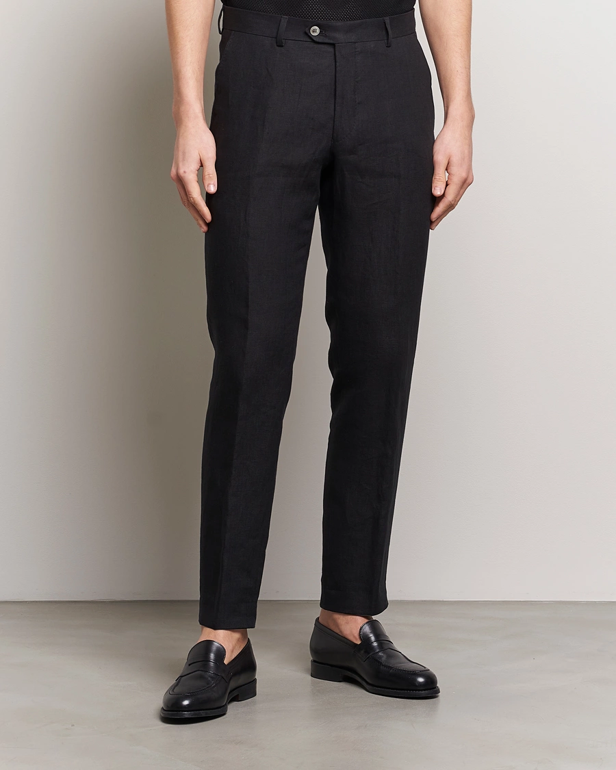 Herren | Anzughosen | Oscar Jacobson | Denz Linen Trousers Black