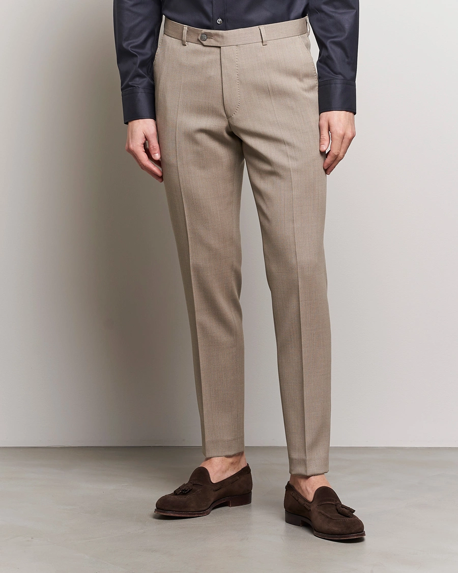 Herren | Hosen | Oscar Jacobson | Denz Structured Wool Trousers Beige