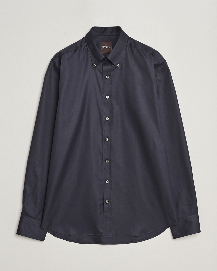 Herren | Hemden | Oscar Jacobson | Regular Fit Button Down Cotton Twill Shirt Black