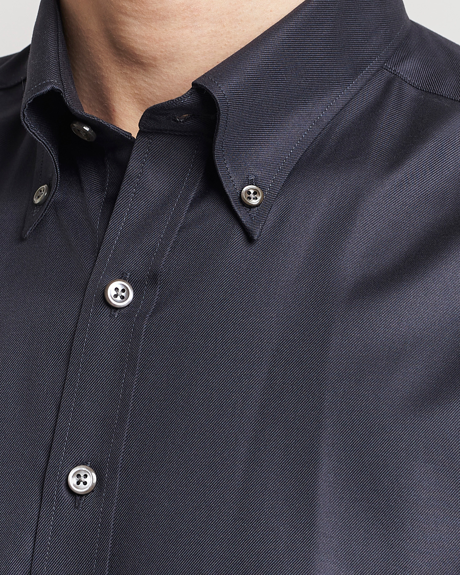 Herren | Hemden | Oscar Jacobson | Regular Fit Button Down Cotton Twill Shirt Black