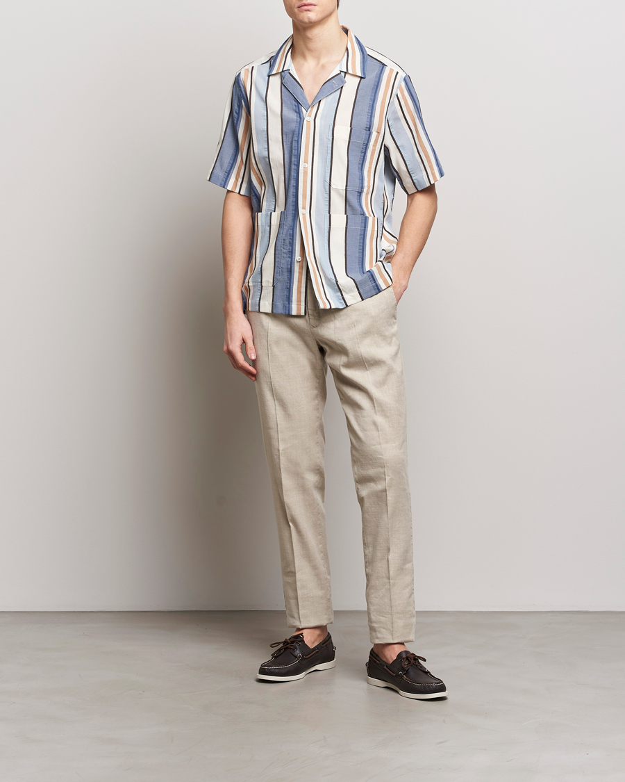 Herren | Hemden | Oscar Jacobson | Hanks Short Sleeve Striped Cotton Shirt Multi