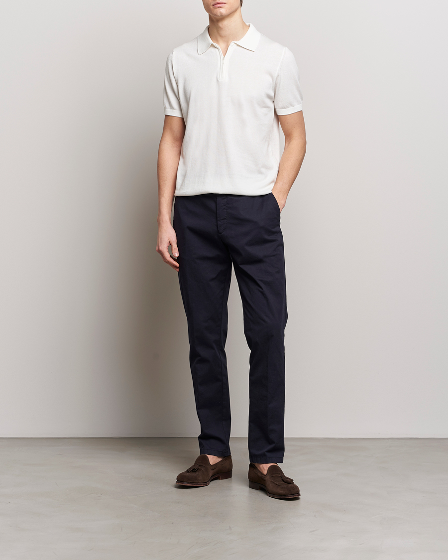 Herren | Poloshirts | Oscar Jacobson | Otto Short Sleeve Zip Polo White