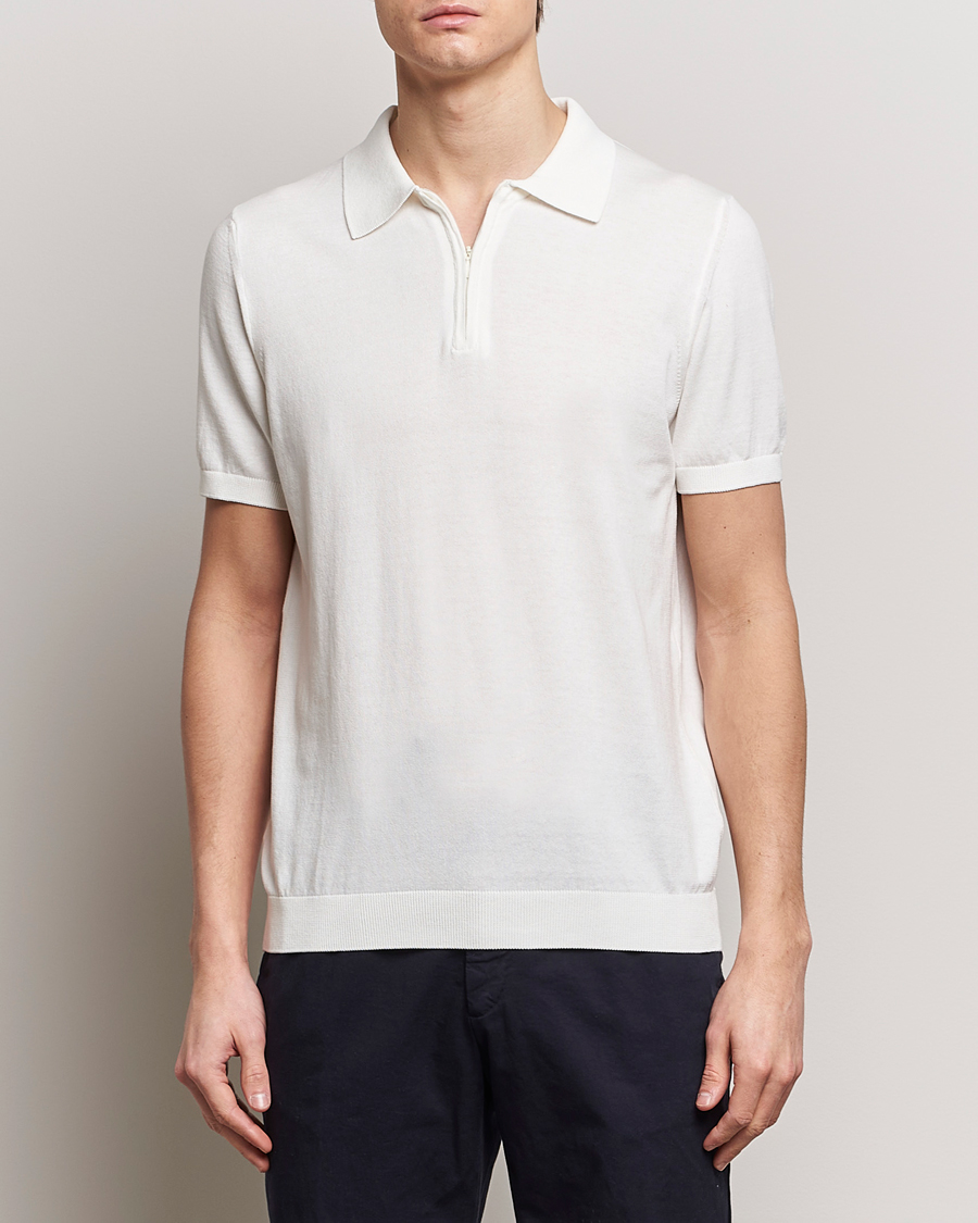 Herren | Poloshirt | Oscar Jacobson | Otto Short Sleeve Zip Polo White