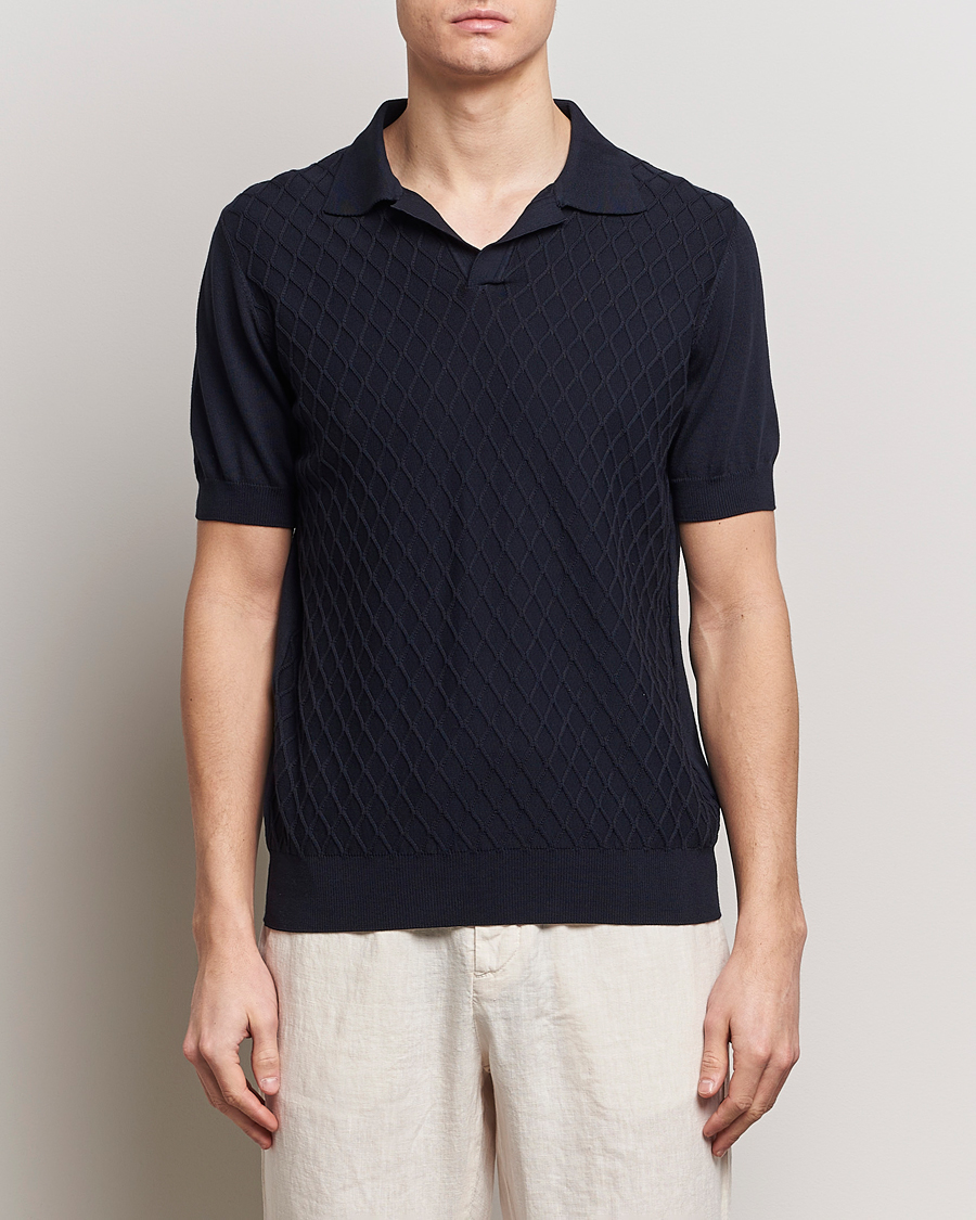 Herren |  | Oscar Jacobson | Mirza Structured Cotton Polo Navy