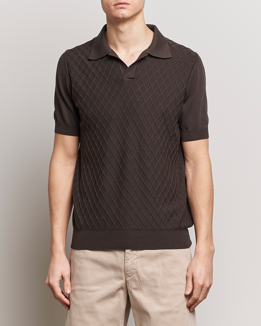 Herren | Poloshirts | Oscar Jacobson | Mirza Structured Cotton Polo Brown