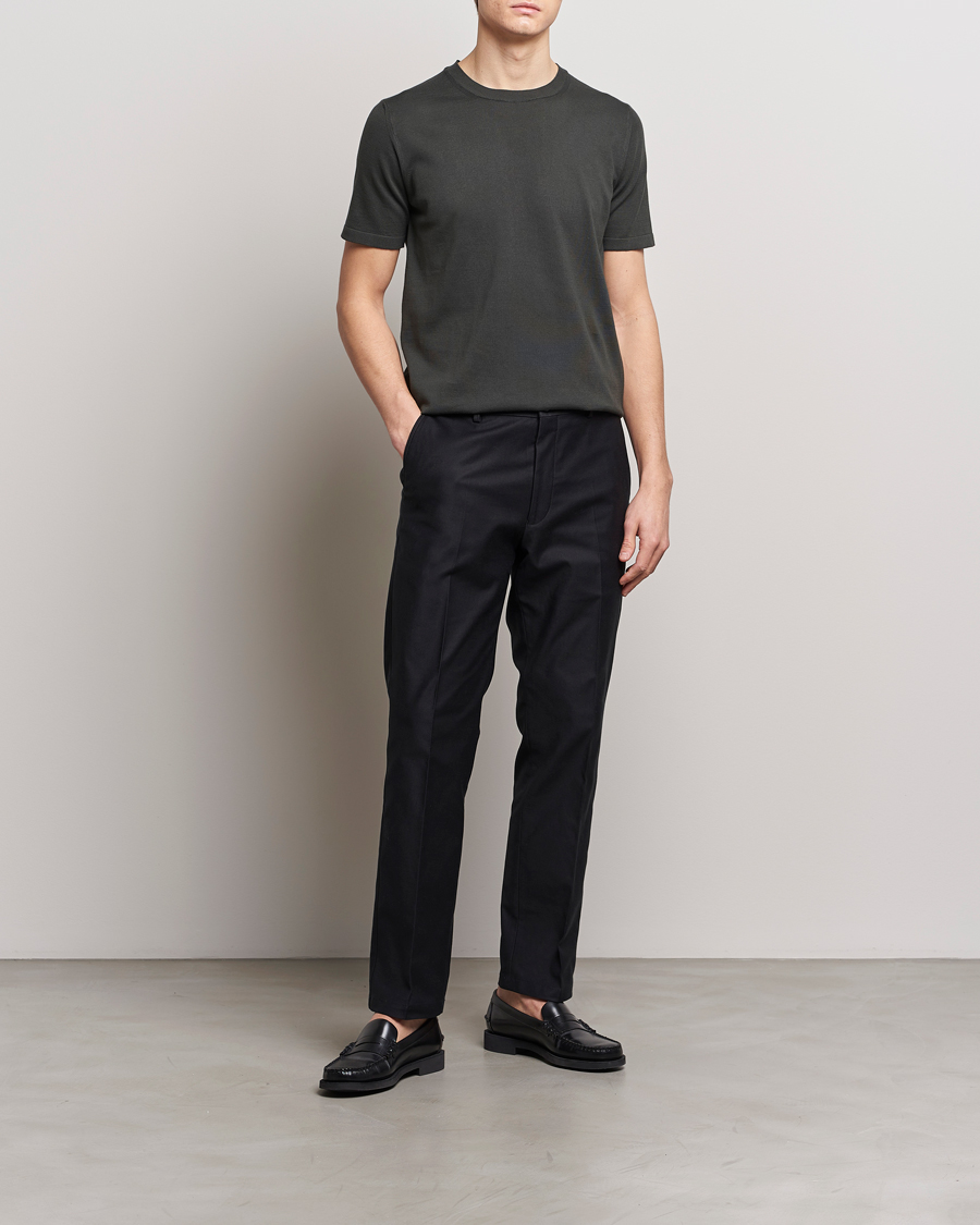Herren | T-Shirts | Oscar Jacobson | Brian Knitted Cotton T-Shirt Olive