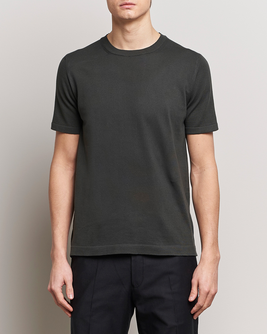 Herr |  | Oscar Jacobson | Brian Knitted Cotton T-Shirt Olive