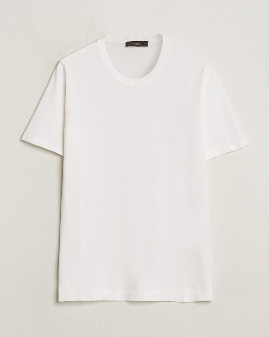 Herren | T-Shirts | Oscar Jacobson | Brian Knitted Cotton T-Shirt White