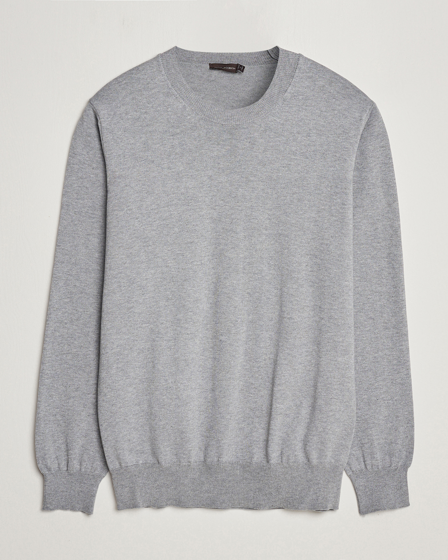 Herren | Pullover | Oscar Jacobson | Valdemar Cotton Crew Neck Light Grey