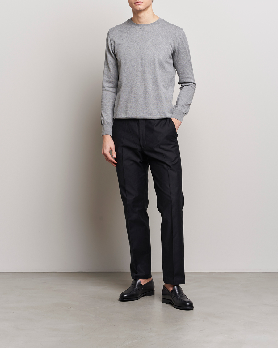 Herren | Pullover | Oscar Jacobson | Valdemar Cotton Crew Neck Light Grey