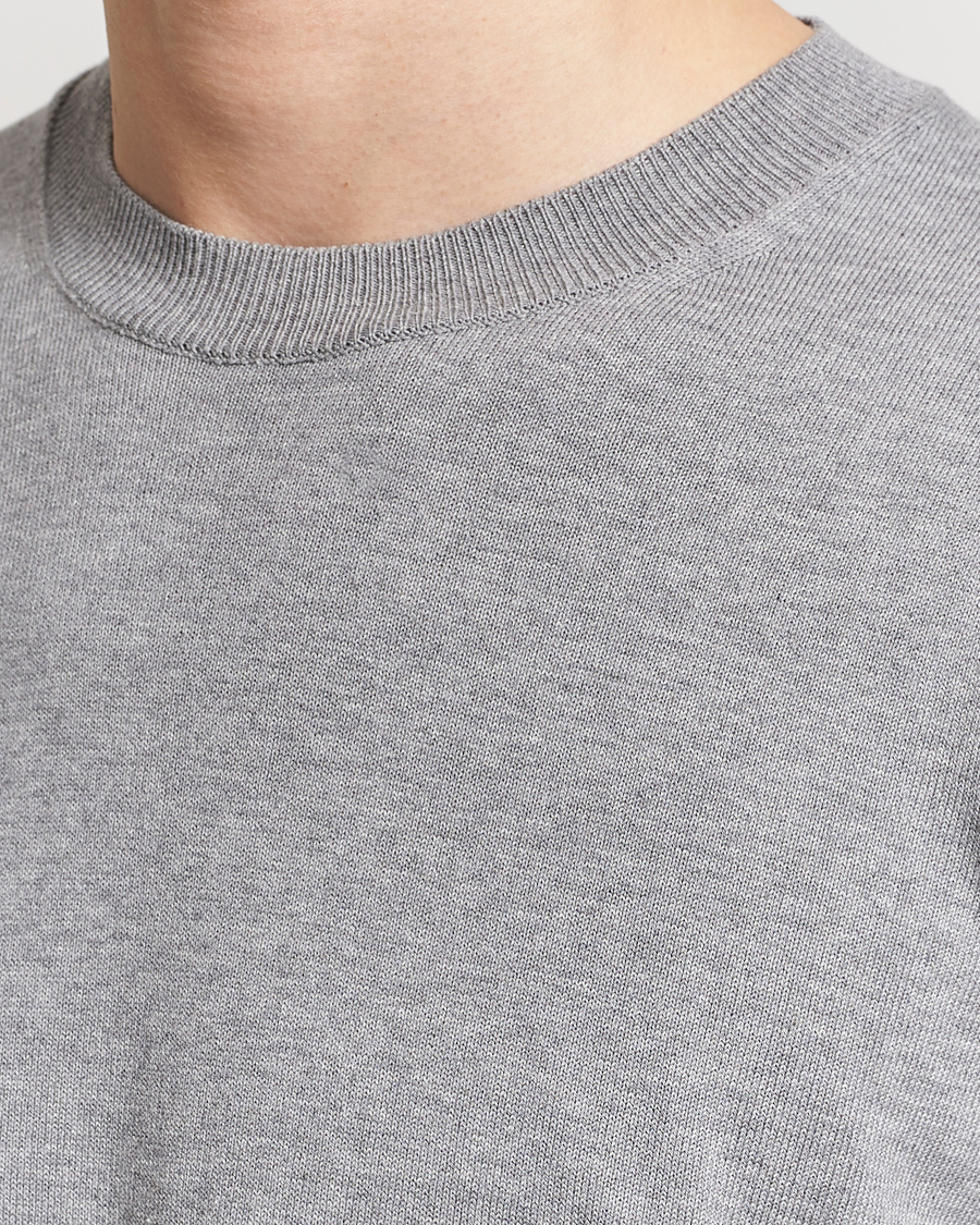 Herren | Pullover | Oscar Jacobson | Valdemar Cotton Crew Neck Light Grey