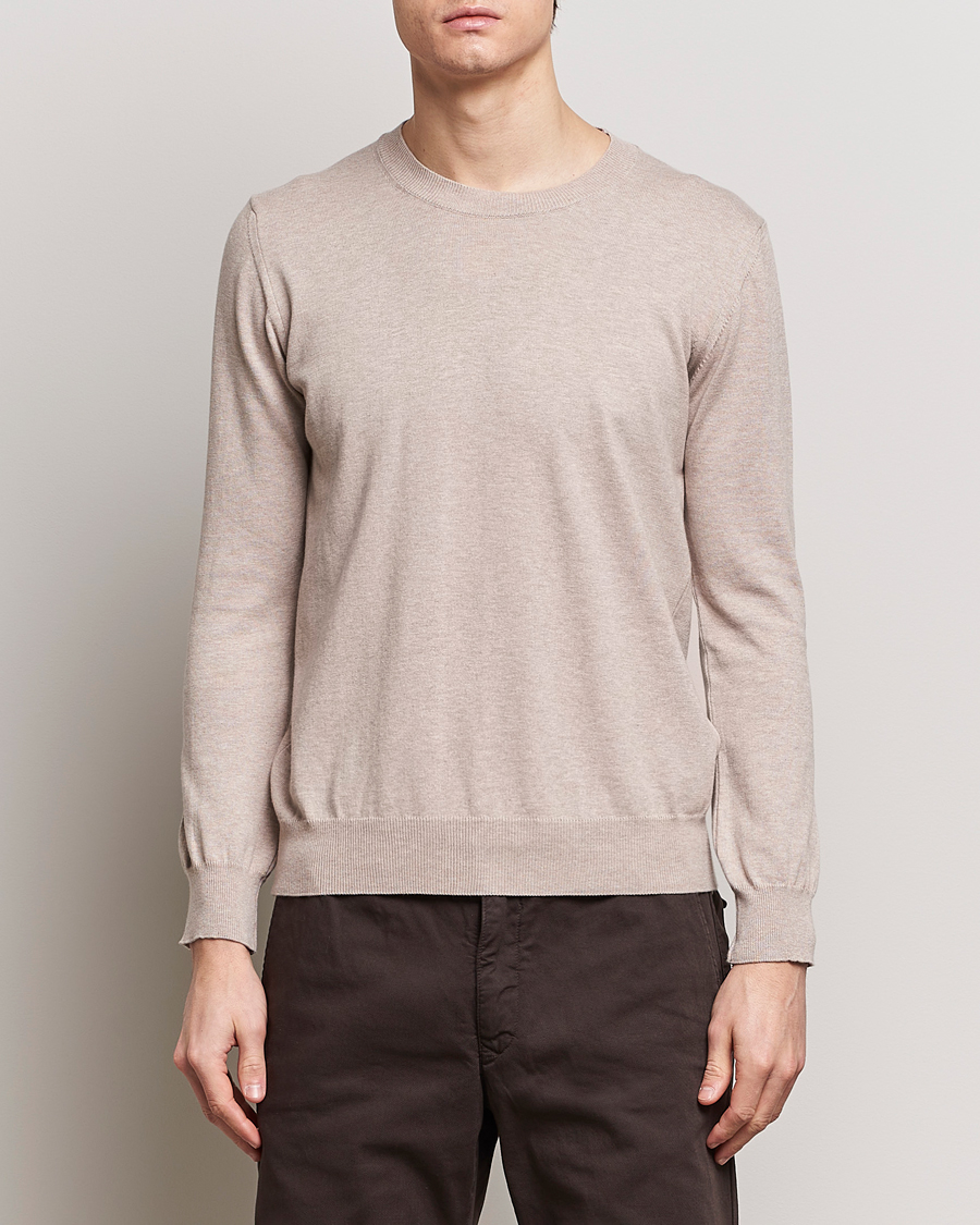 Herren | Pullover | Oscar Jacobson | Valdemar Cotton Crew Neck Beige