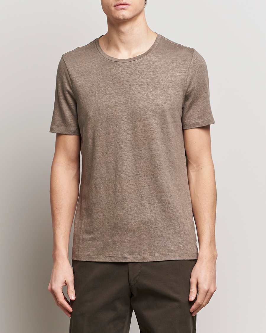Herren | T-Shirts | Oscar Jacobson | Kyran Linen T-Shirt Olive