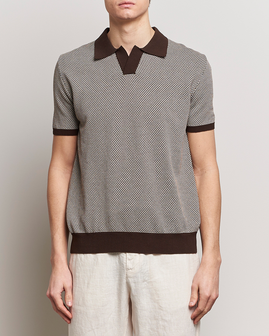 Herren | Poloshirt | Oscar Jacobson | Dalius Structured Cotton Polo Brown