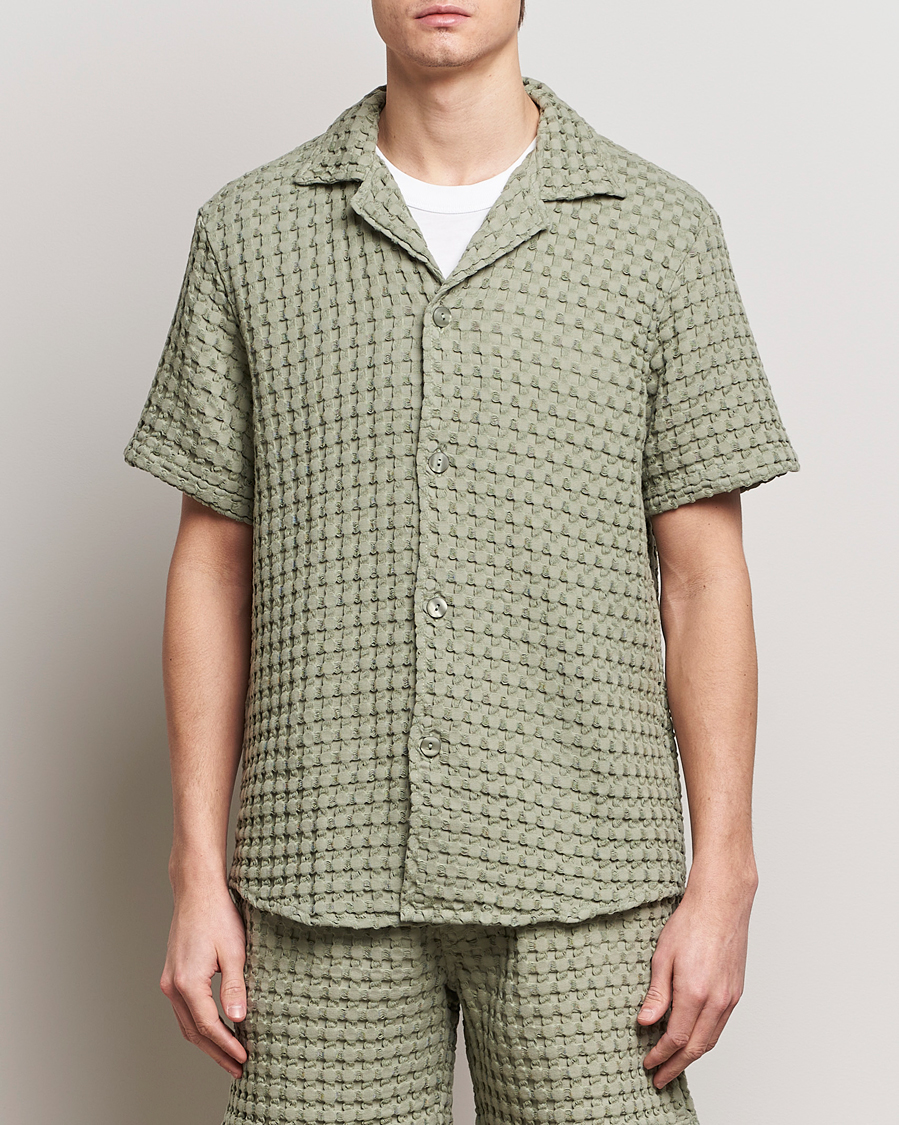 Herr | Kläder | OAS | Cuba Waffle Shirt Dusty Green