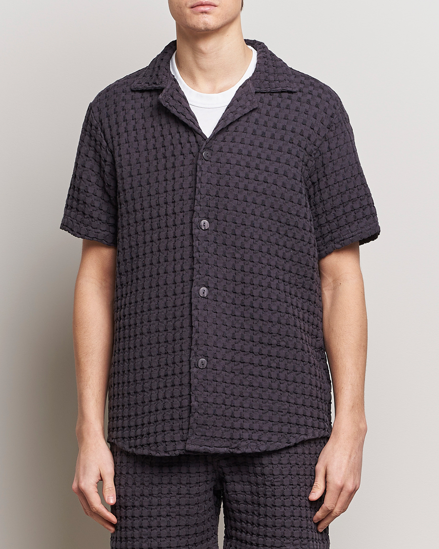 Herren | Freizeithemden | OAS | Cuba Waffle Shirt Nearly Black