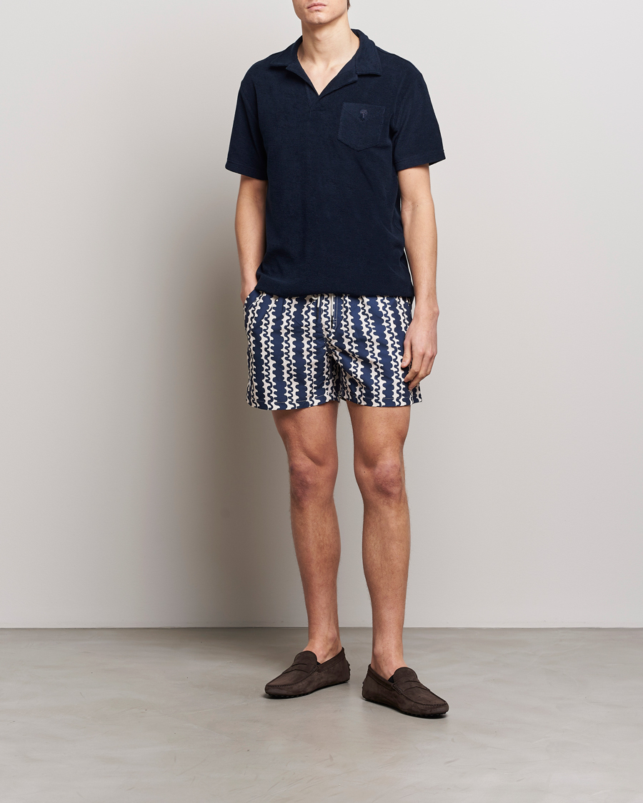 Herren | Badehosen | OAS | Printed Swimshorts Blue Scribble