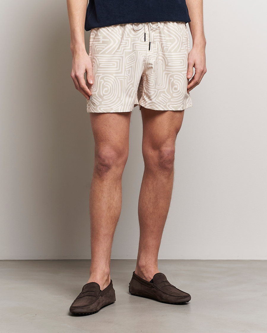 Herren | Badehosen | OAS | Printed Swimshorts Cream Gondola