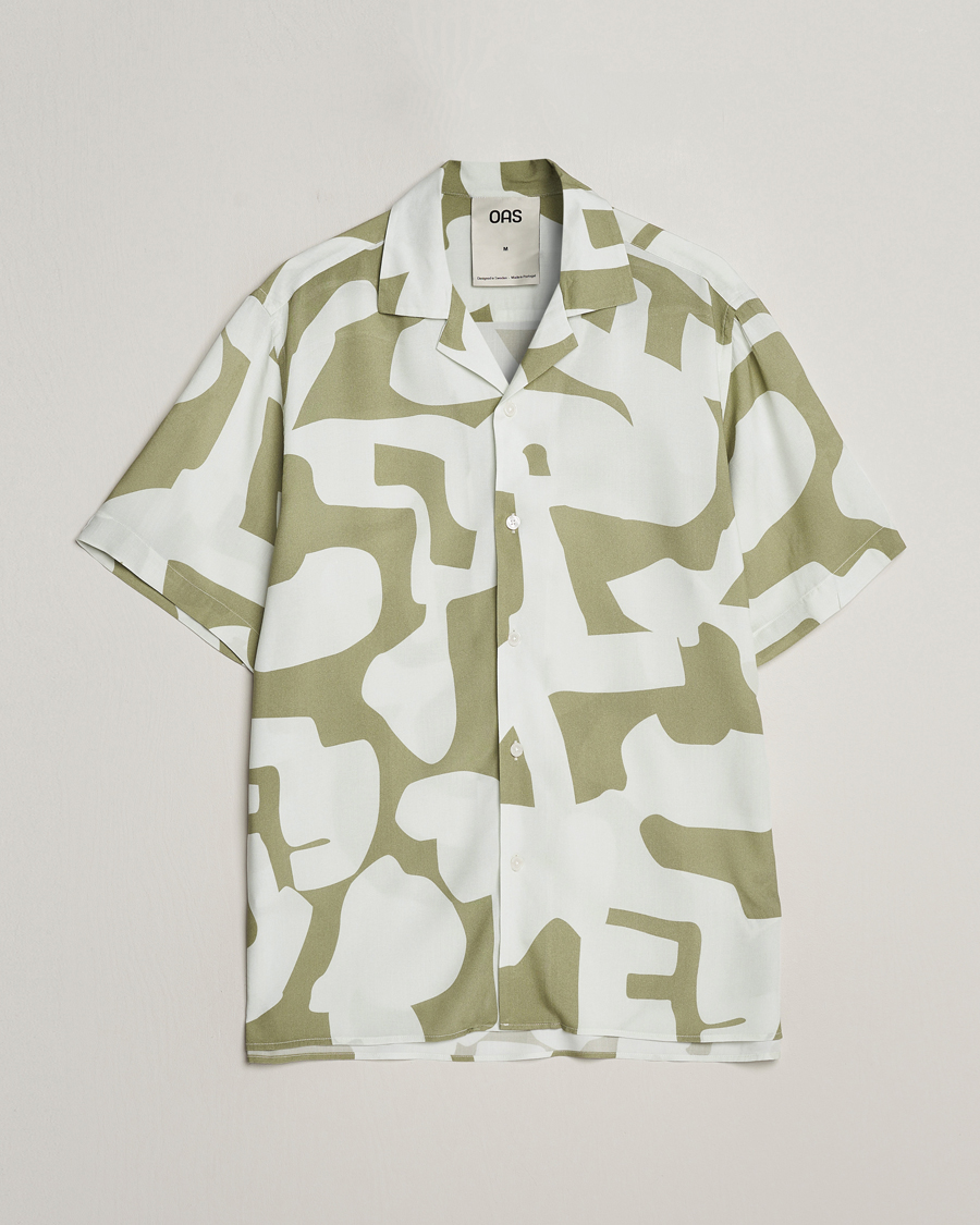Herren | Hemden | OAS | Viscose Resort Short Sleeve Shirt Sage Puzzlotec