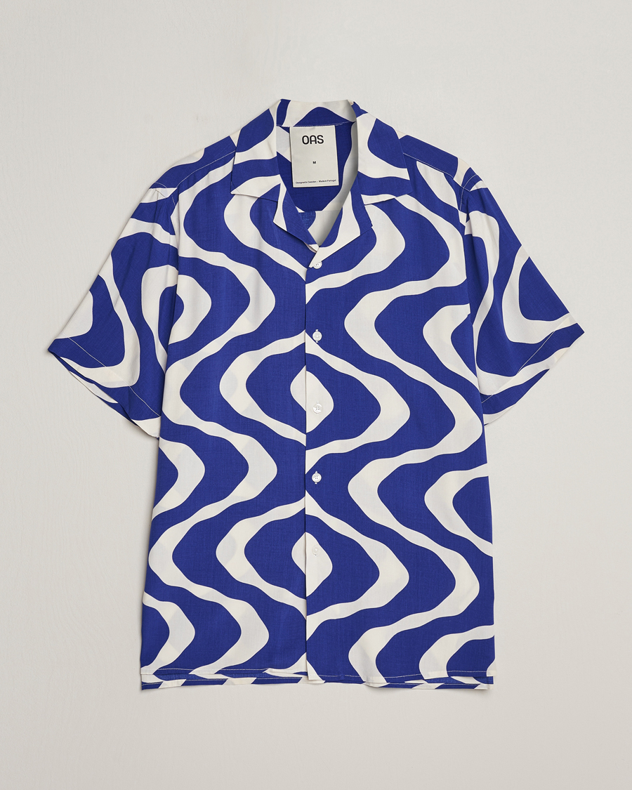 Herren | Hemden | OAS | Viscose Resort Short Sleeve Shirt Blue Rippling