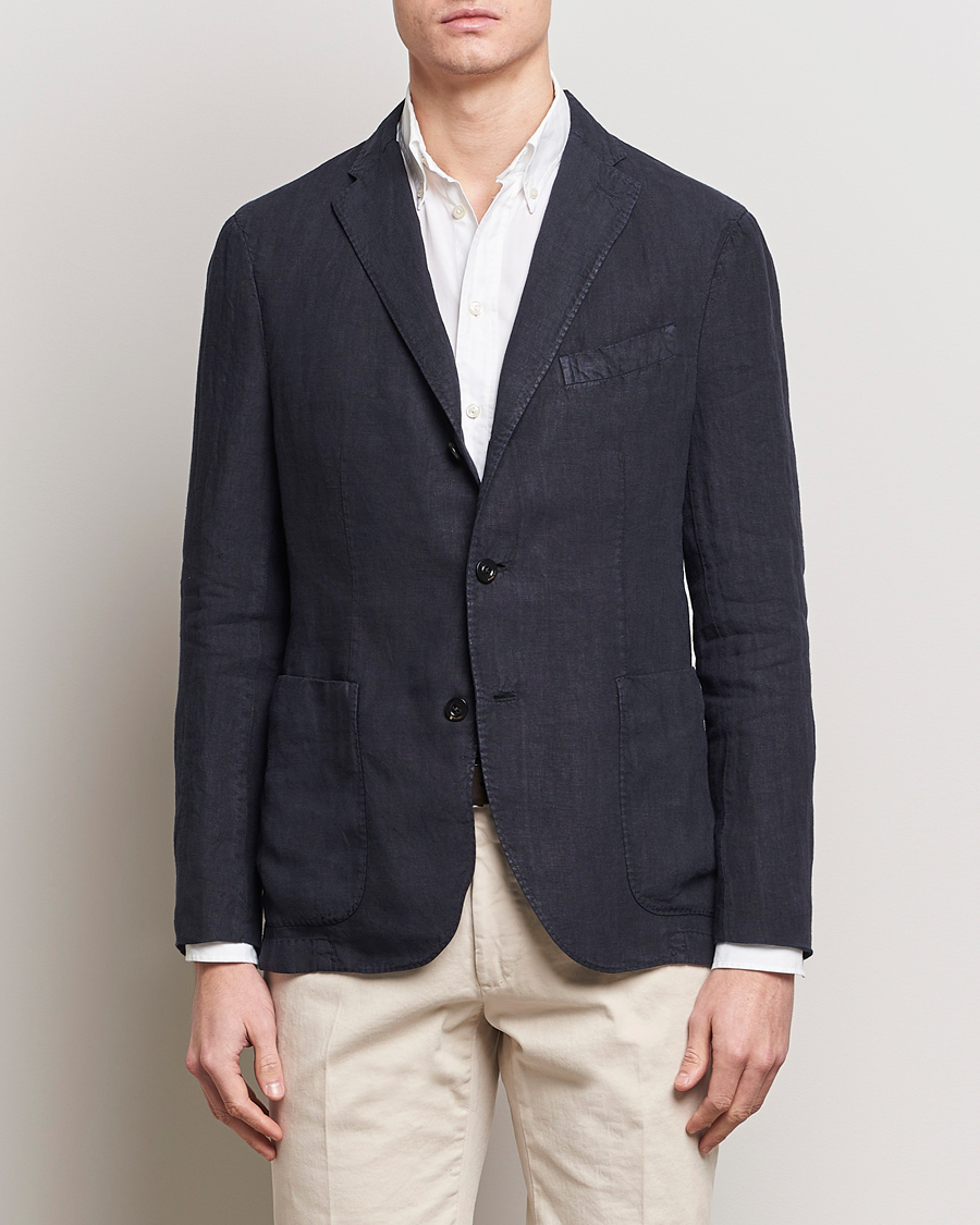 Men |  | Boglioli | K Jacket Linen Blazer Navy