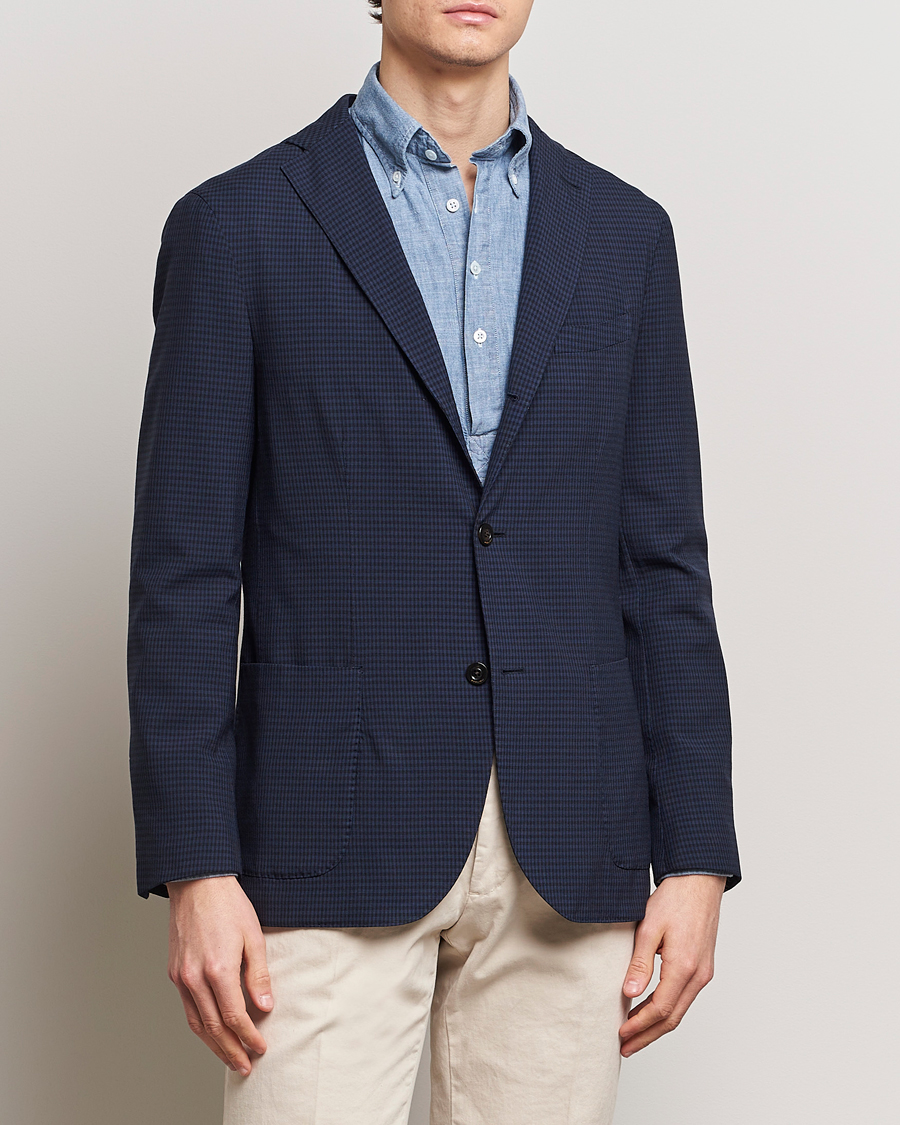 Herren | Sakkos | Boglioli | K Jacket Check Wool Blazer Navy