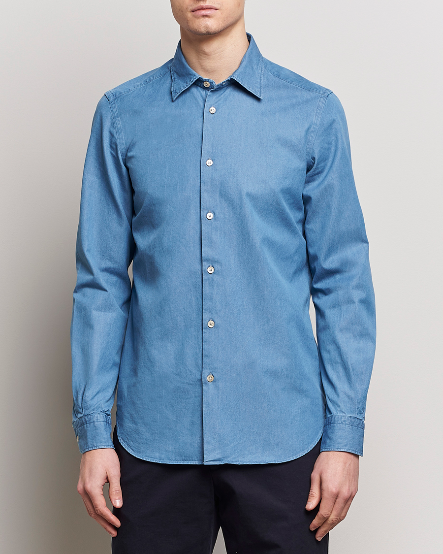 Herren | Italian Department | Boglioli | Slim Fit Denim Shirt Light Indigo