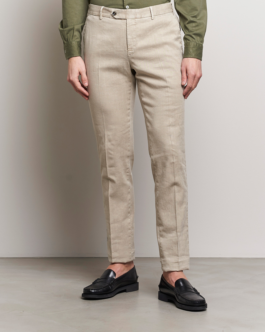 Herr | PT01 | PT01 | Slim Fit Linen Drawstring Pants Light Beige