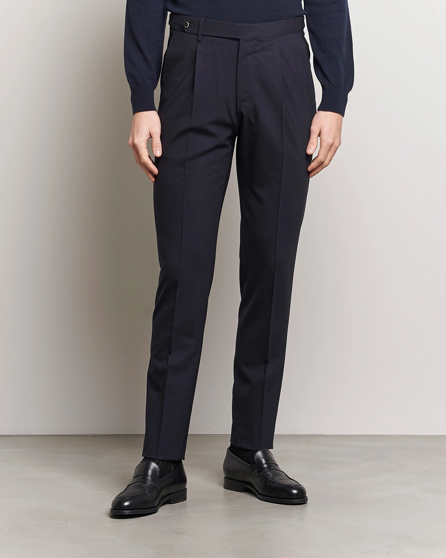 Herren |  | PT01 | Gentleman Fit Wool Stretch Trousers Navy