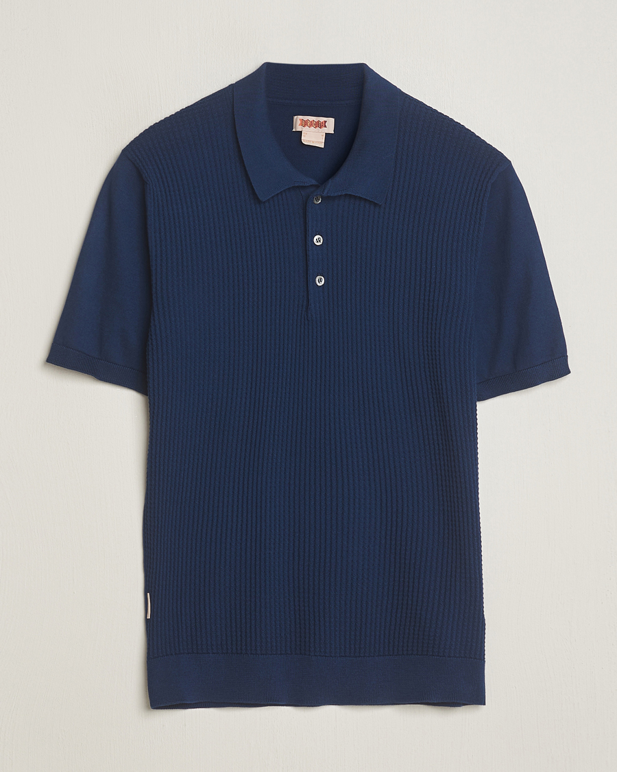 Herren | Poloshirts | Baracuta | Waffle Knitted Polo Navy