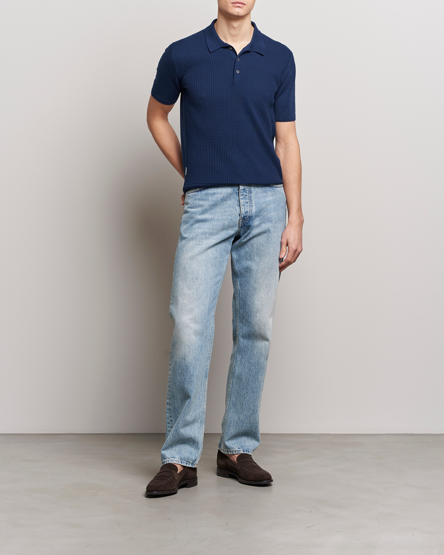 Herren | Poloshirts | Baracuta | Waffle Knitted Polo Navy