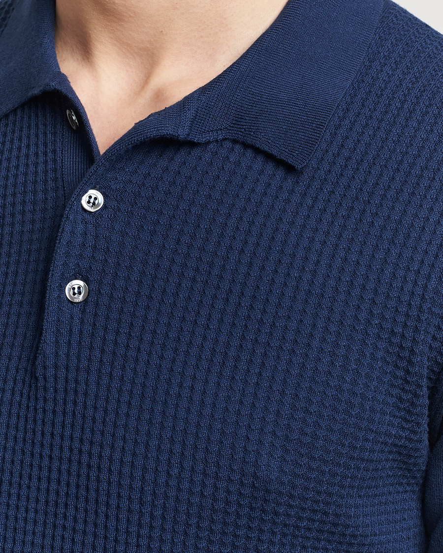 Herren | Poloshirts | Baracuta | Waffle Knitted Polo Navy