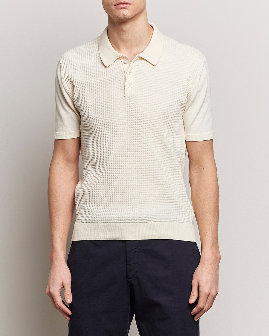 Herren | Best of British | Baracuta | Waffle Knitted Polo Ivory