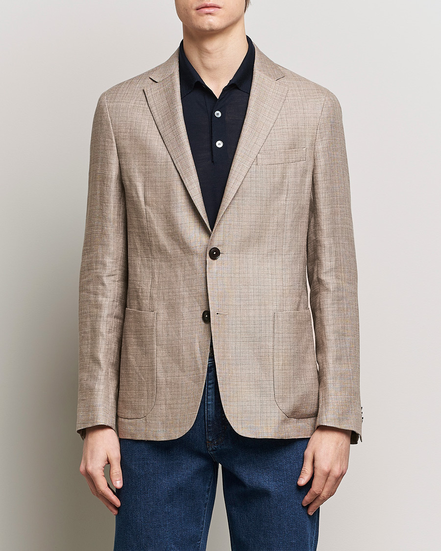 Herren | Italian Department | Zegna | Unconstructed Linen Blend Blazer Brown