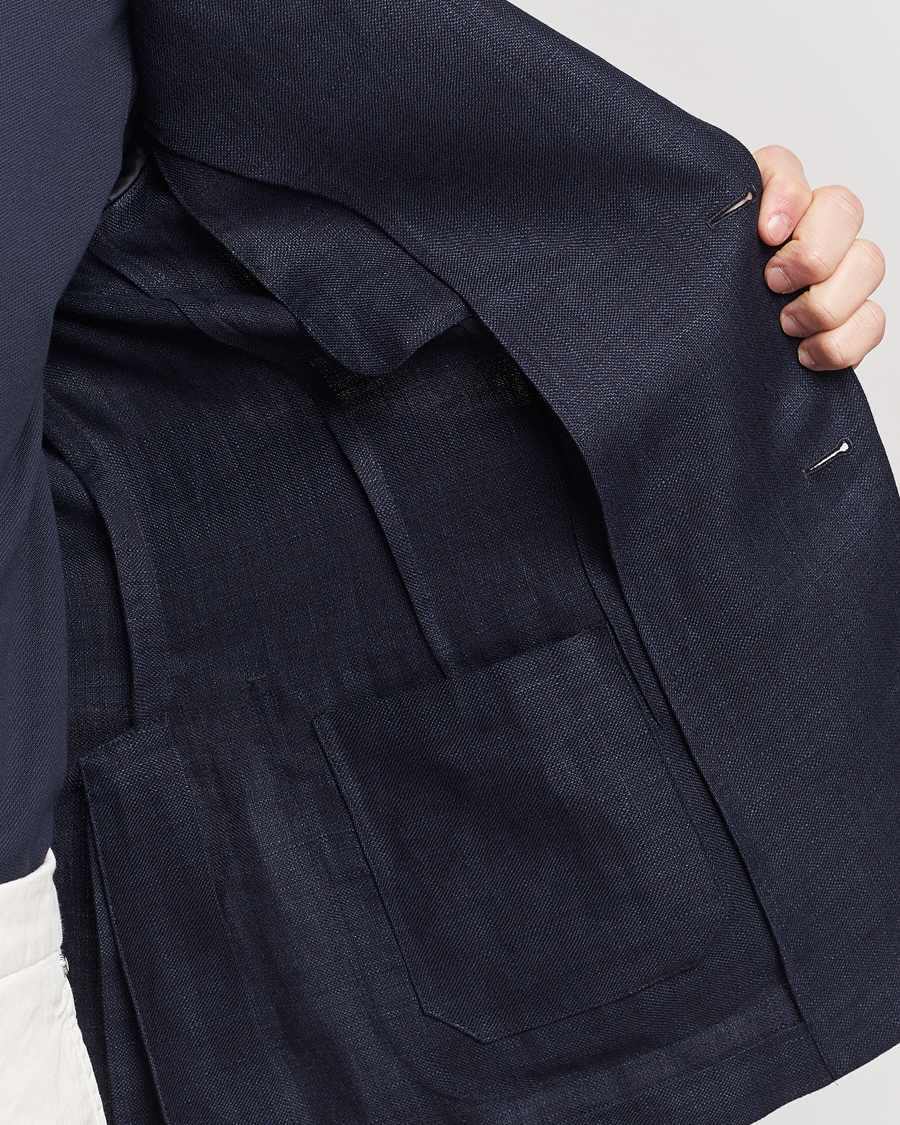 Herren | Sakkos | Zegna | Unconstructed Linen Blend Blazer Navy