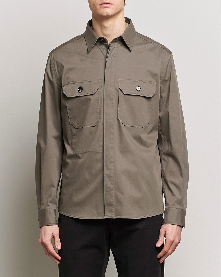 Herr |  | Zegna | Premium Cotton Overshirt Olive