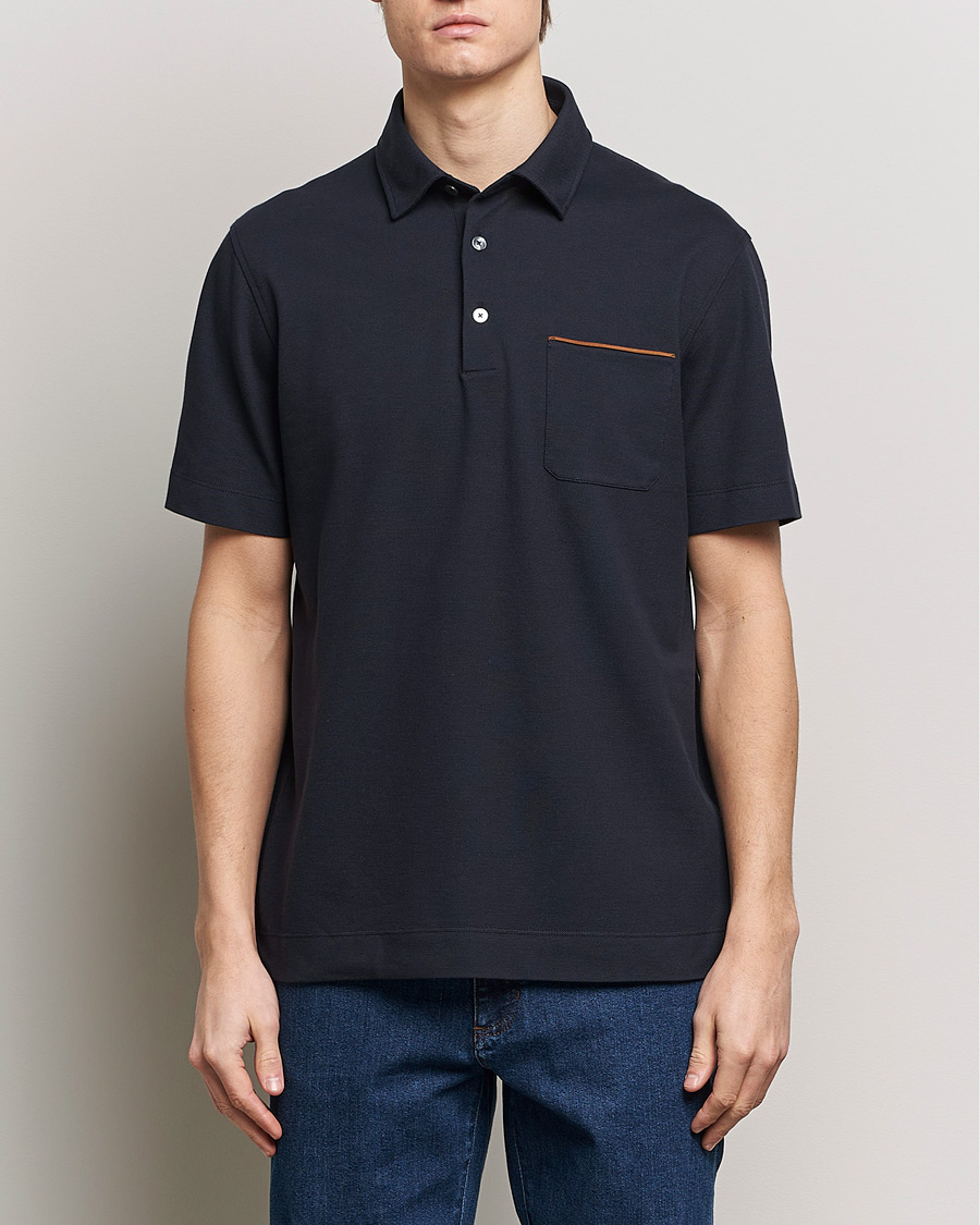 Herren | Poloshirt | Zegna | Short Sleeve Pocket Polo Navy
