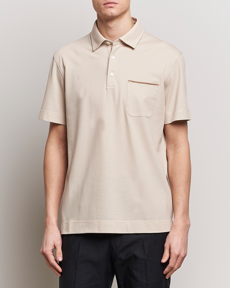 Herren | Italian Department | Zegna | Short Sleeve Pocket Polo Beige