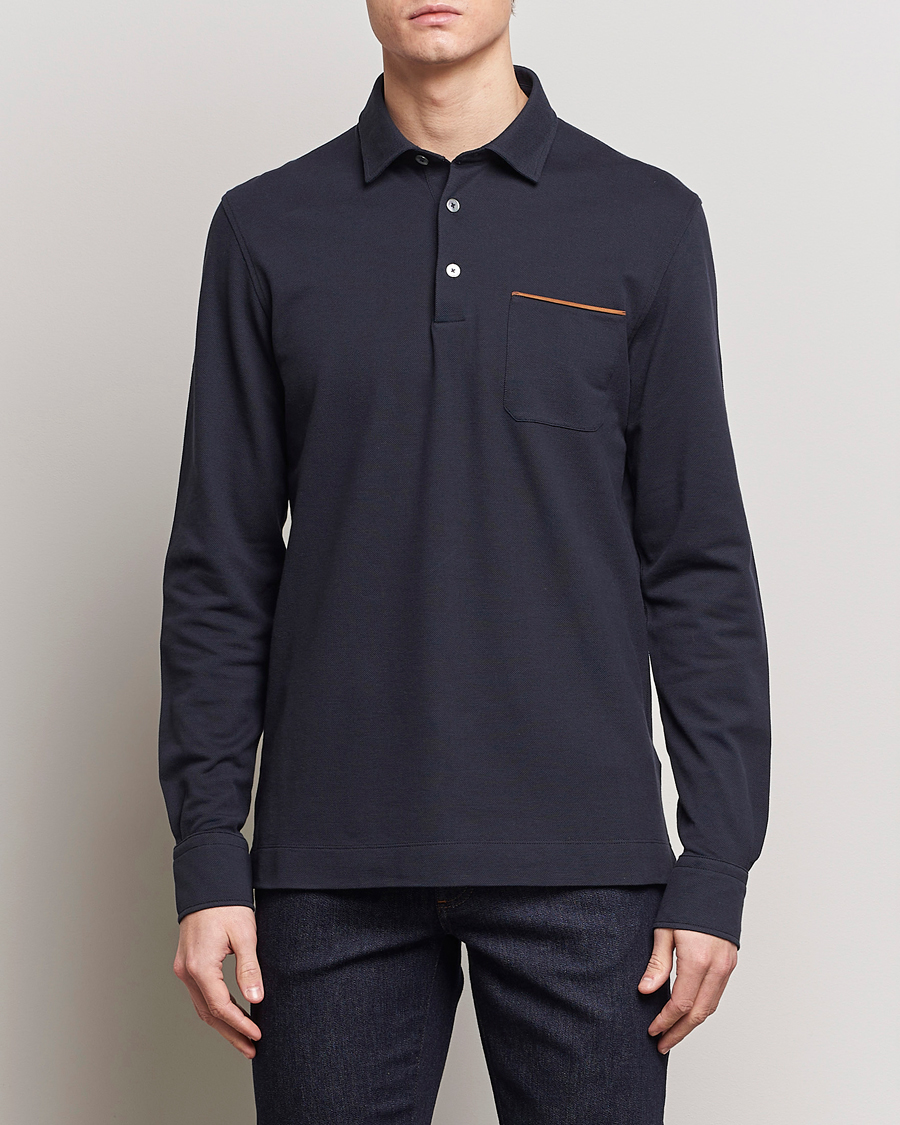 Herren | Kleidung | Zegna | Long Sleeve Pocket Polo Navy