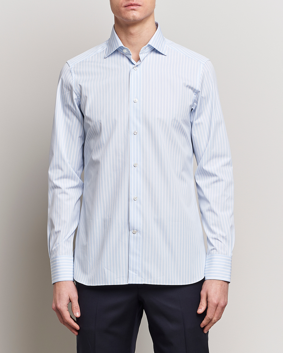 Herren | Zegna | Zegna | Slim Fit Dress Shirt Light Blue Stripe