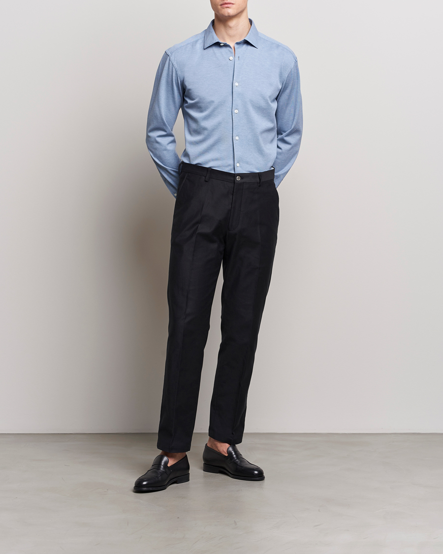 Herren | Hemden | Zegna | Slim Fit Jersey Piquet Shirt Light Blue