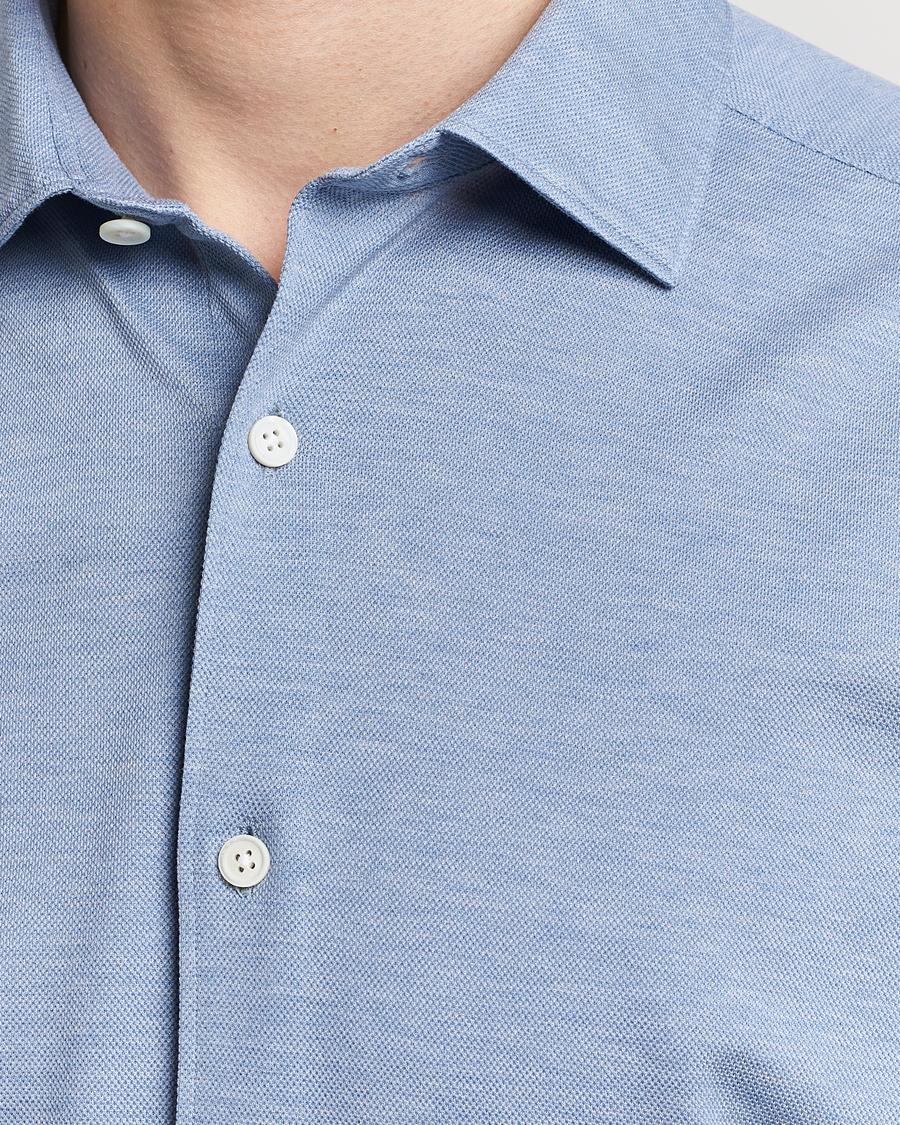 Herren | Hemden | Zegna | Slim Fit Jersey Piquet Shirt Light Blue
