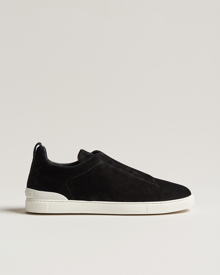 Herren | Zegna Triple Stitch Sneakers Black Suede | Zegna | Triple Stitch Sneakers Black Suede