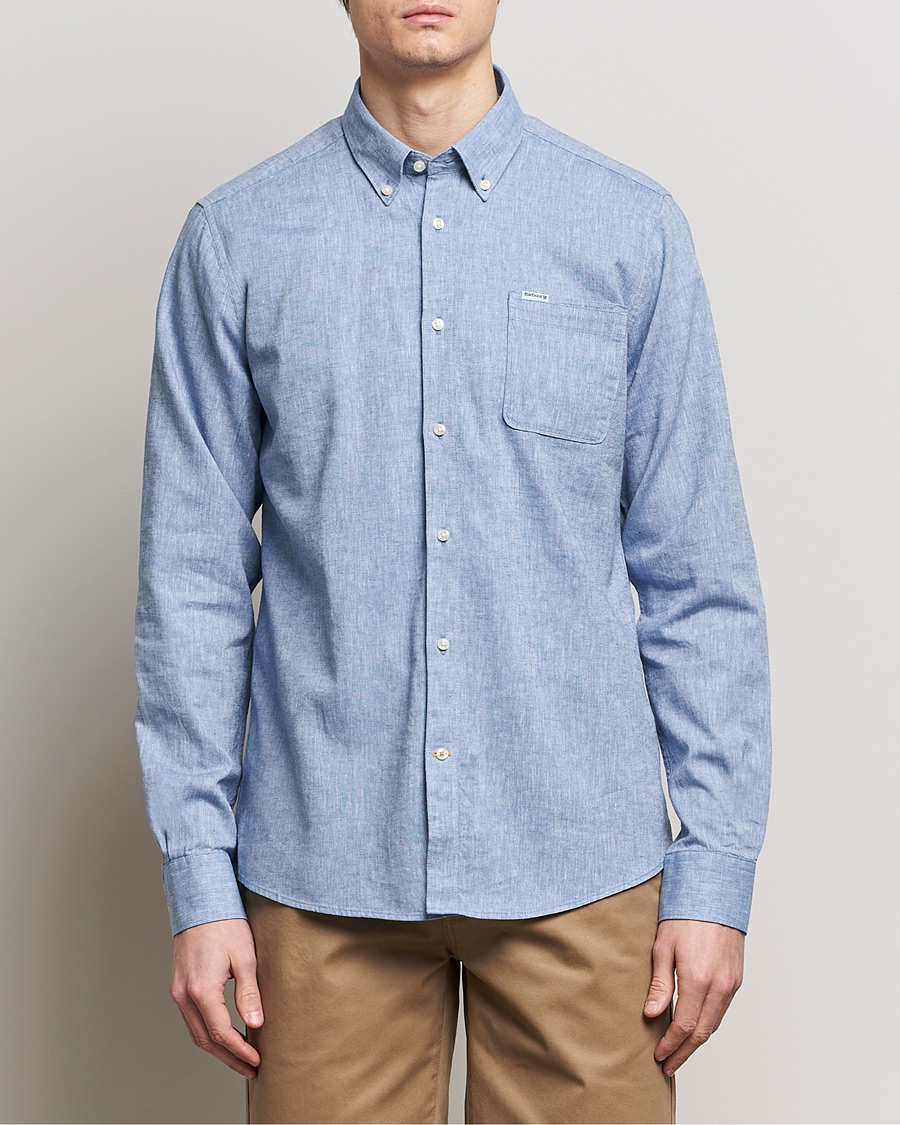 Herr | Kläder | Barbour Lifestyle | Nelson Linen/Cotton Button Down Shirt Blue