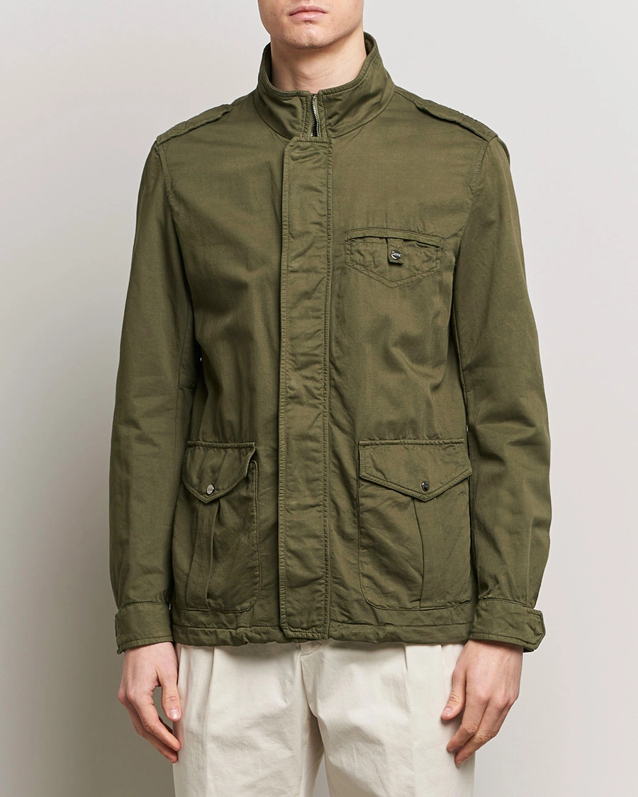 Herren | Stilvolle Jacken | Herno | Washed Cotton/Linen Field Jacket Military