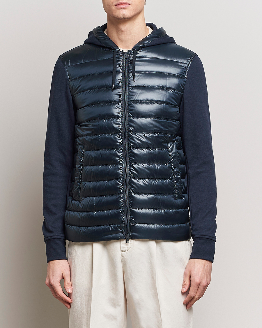 Herr |  | Herno | Hybrid Hooded Zip Jacket Navy