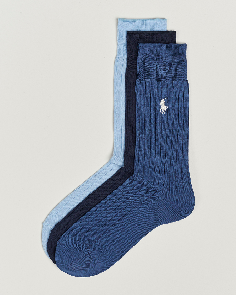 Herren | Unterwäsche | Polo Ralph Lauren | 3-Pack Egyptian Rib Crew Sock Blue Combo