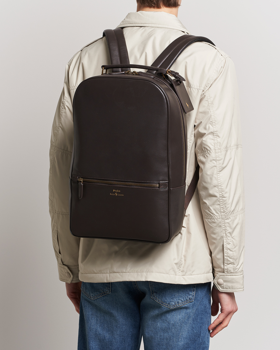 Men |  | Polo Ralph Lauren | Leather Backpack Dark Brown